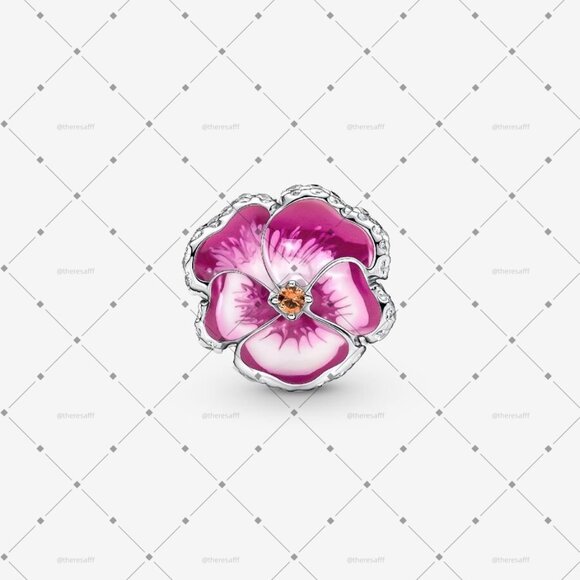 Pandora Pink Pansy Flower Charm|Pendant - Picture 3 of 5